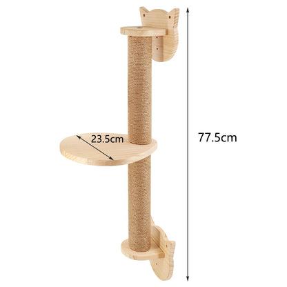 Wall Mounted Cat Tree Wooden Shelves Scratching Posts Climbing Cat tower Hammock With Solid Floating Perches Steps and Ladder